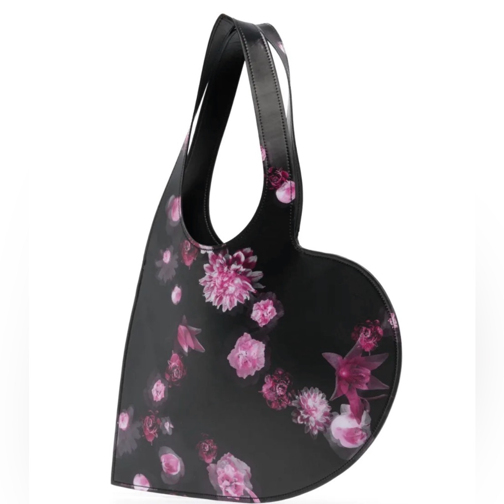 Coperni Black Floral Heart Bag